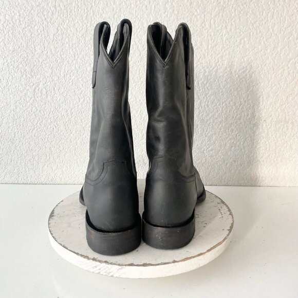 Lane Mens Black Cowboy Boots 9 D Genuine Leather Western Casual Square Toe - Picture 3 of 11